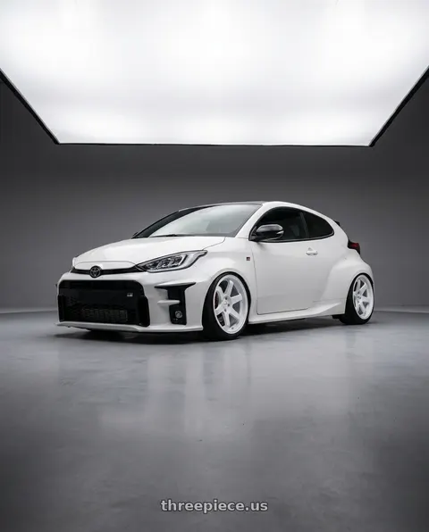 2021 Gr yaris with F1R F106 5x114.3 17x8 +35 White wheels