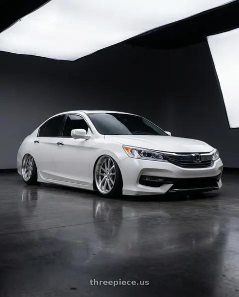 2016 Honda Accord with Vors AR5 5x114.3 19x9.5 +35 Silver Machine Face Lip Chrome Rivet wheels