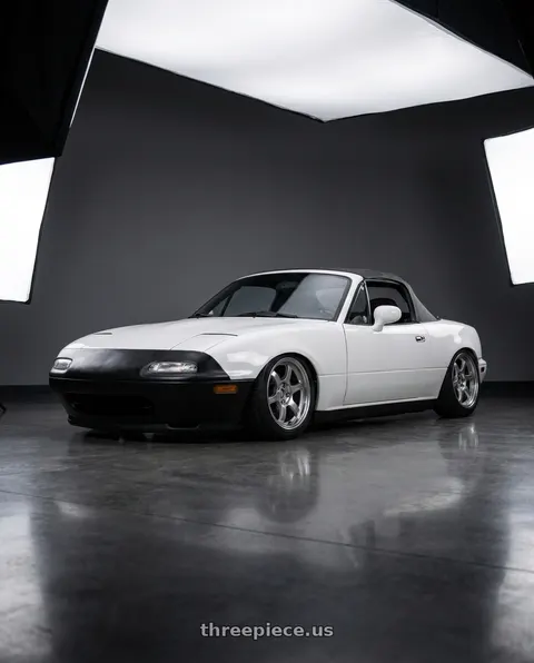 1994 Mazda Miata with Gram Lights 57DR 4x100 15x8+35 Grace Silver wheels