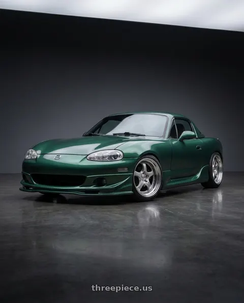 2005 Mazda Miata with Work Wheels VS-KF 5x120 18x9.5+59 Light Grey Silver A Disk FULL REVERSE wheels