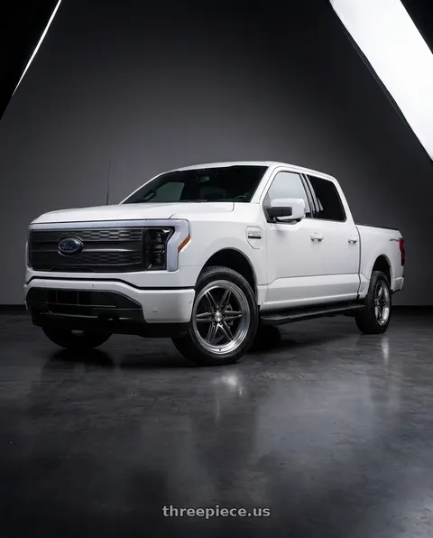 2022 Ford F-150 Lightning with American Racing GROOVE 6 DRAG 6x135 22x9.5 +25 Anthracite W/ Diamond Cut Lip wheels