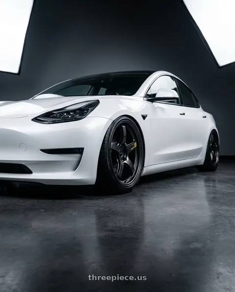 2021 Tesla Model 3 with Gram Lights 57CR LIMITED 5x114.3 19x9.5+25 Rays Black Metal Coat wheels