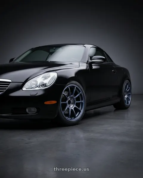 2005 Lexus SC430 with Volk Racing ZE40 Time Attack III 5x114.3 18x9.5+21 Metallic Blue / Matte Dark Clear LM wheels
