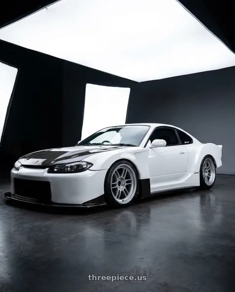 1998 Nissan s15 with Enkei RPF1RS 5x114.3 18x11-10 Silver wheels