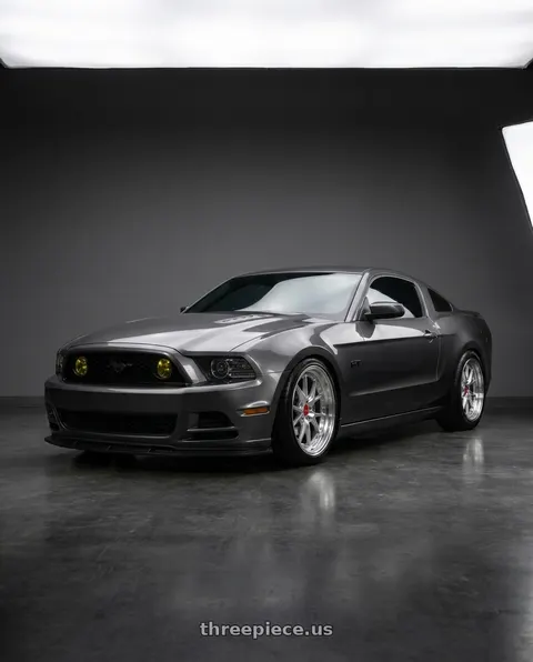 2014 Ford Mustang GT with F1R F105 5X114.3 19x10.5 +22 Machine Silver wheels