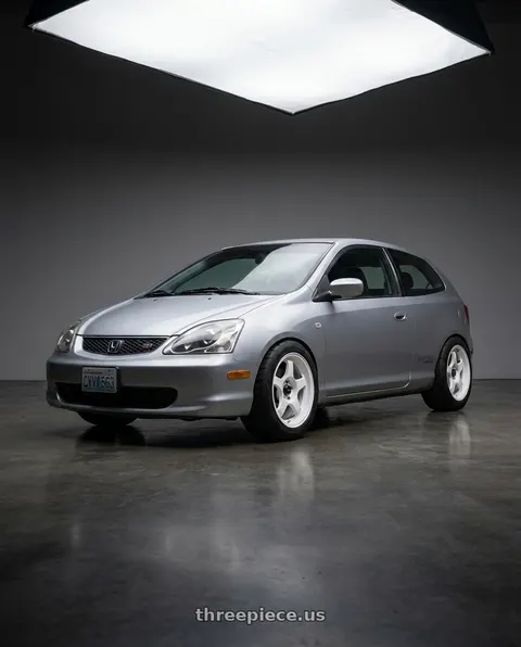 2002 Honda Civic Si with Vors SP1 4x100 15x7  +35 All White wheels