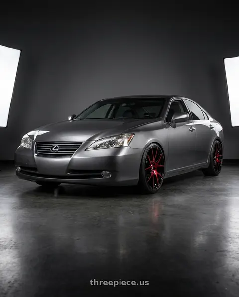 2008 Lexus ES350 with Spec-1 SP-71 5x114.3/5x120 18x8 +38 Gloss Black & Red Machined wheels