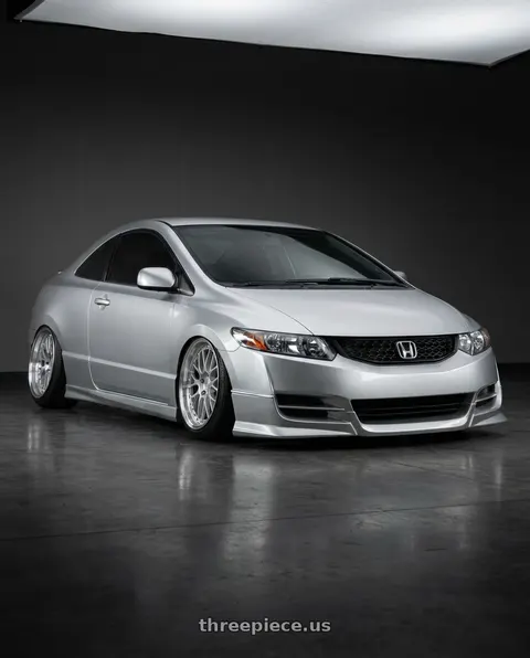 2007 Honda Civic with Aodhan AH02 5x100 / 5x114.3 17x8+35 Silver w/ Machined Lip wheels