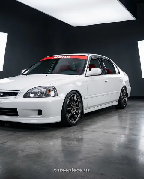 2000 Honda Civic with Advan RZ II 4x100 15x6.0+38 Racing Hyper Black And Ring wheels