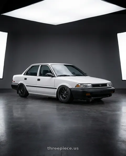 1990 Toyota Corolla with LOCK OFFROAD 50CAL 6x135 17x9 -12 Matte Black W Matte Black Ring wheels