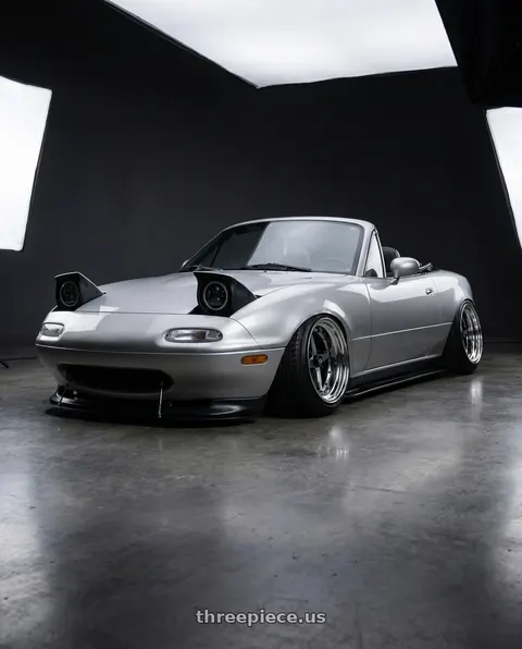 1993 Mazda Miata with Equip 01 Black Polish 4x100 15x13 -6 wheels