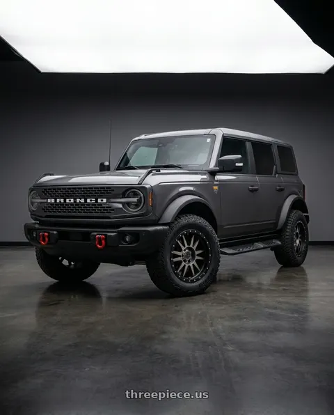 2023 Ford Bronco Badlands with Black Rhino TANAY 6X139.7 17X9 +12 MATTE BLACK W/ MACHINED FACE & DARK MATTE TINT wheels