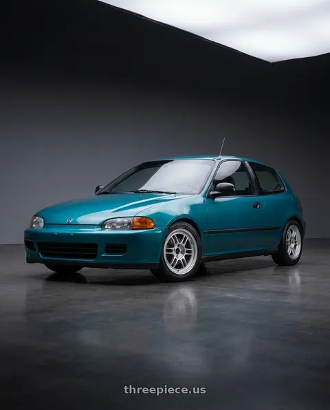 1994 Honda Civic CX with Enkei RPF1 4x100 15x7+35 Silver wheels
