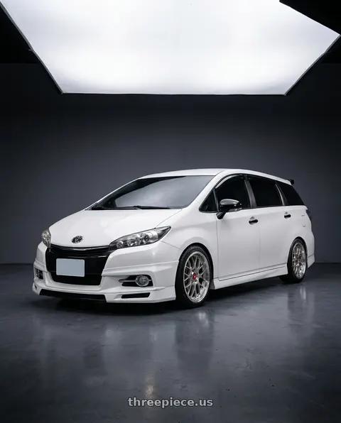 2014 toyota wish white with BBS RS-GT 5x114.3 19x10.0+40 Diamond Silver wheels