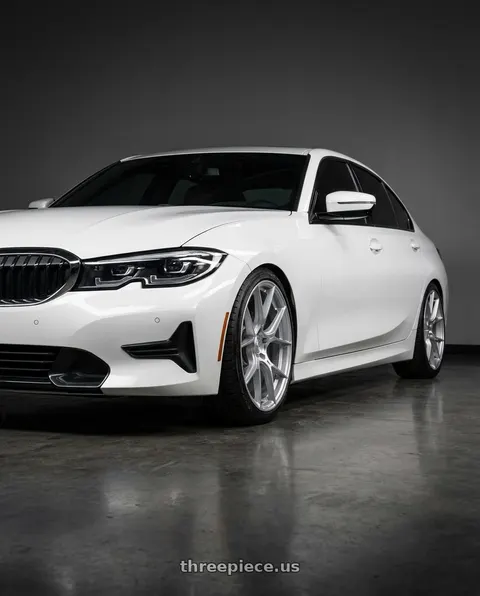 2021 BMW 330i xDrive with Aodhan AH-11 5x112 18x8.5+35 Gloss Silver Machined Face wheels