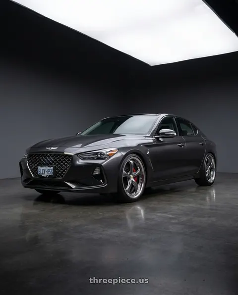 2019 Genesis G70 with Work Wheels VS-KF 5X114.3 19x7.5+34 Brilliant Silver Black A Disk FULL REVERSE wheels