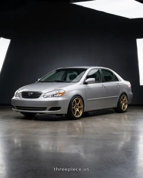 2006 Toyota Corolla with Advan RGIII 4x100 18x7.0+42 Gold wheels
