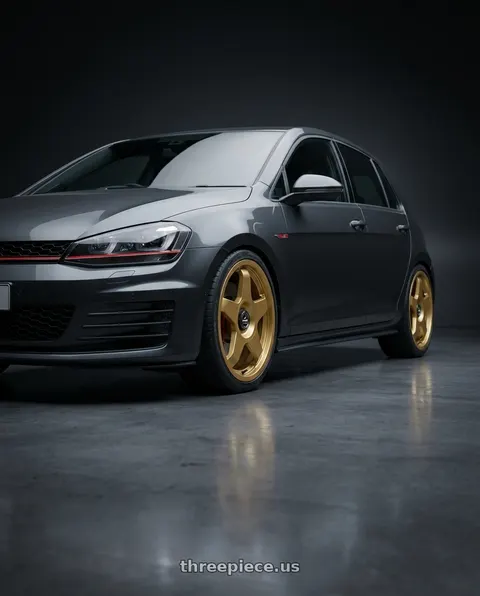 2015 Volkswagen Golf with fifteen52 CHICANE 5x112 / 5x120 18x8.5 +35 GOLD (GLOSS GOLD) wheels