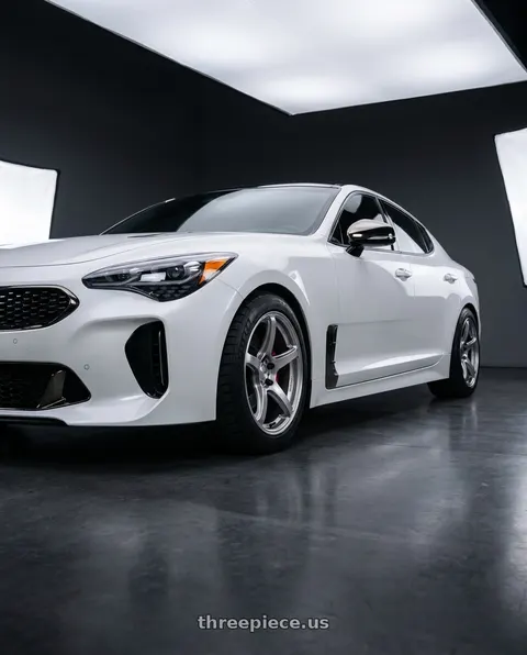 2023 Kia Stinger GT2 with Work Emotion T5r 5x114.3 19x9.5 +35 Glow Silver wheels