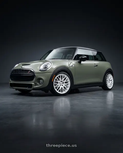 2019 Mini Cooper with Work Emotion m8r 5x112 17x8 +45 White wheels