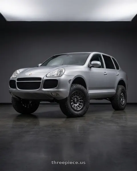 2004 Porsche Cayenne Turbo with Fuel 1PC D835 CYCLE 5X130 17X8.5 +30 MATTE GUNMETAL WITH BLACK RING wheels