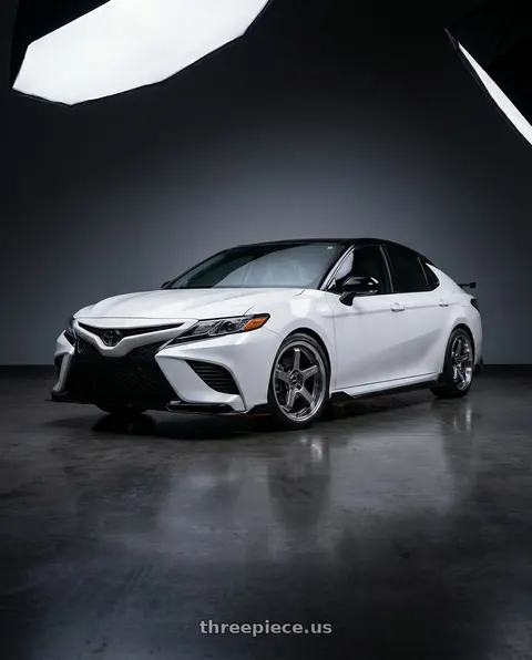 2021 Toyota Camry TRD with F1R FC5 5x114 18x8.5 +38 Hyper Black/Polish Lip wheels