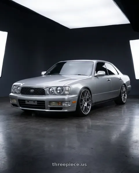 1998 Nissan Gloria with BBS CH-R 5x114.3 20x8.5 +38 Satin Titanium Polished Rim Protector wheels
