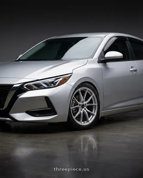 2021 Nissan Sentra SV with Advanti Racing 80S Hybris 5x114.3 18x8 +35 Silver with Machined Face wheels