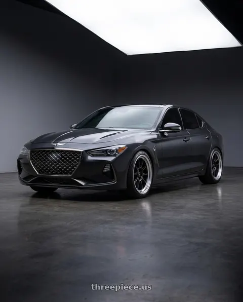 2019 Genesis G70 with Konig Countergram 5x114.3 19x11+18 Matte Black / Matte Machined Lip wheels
