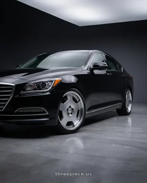 2016 Hyundai Genesis 3.8 with Work Lanvec Ld1 5x114.3 20x9+38 A Disk Machine Silver Polish wheels