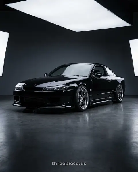2000 Nissan Silvia S15 with Work Wheels VS-KF 5x114.3 18x9.5+22 Brilliant Silver Black L Disk FULL REVERSE wheels