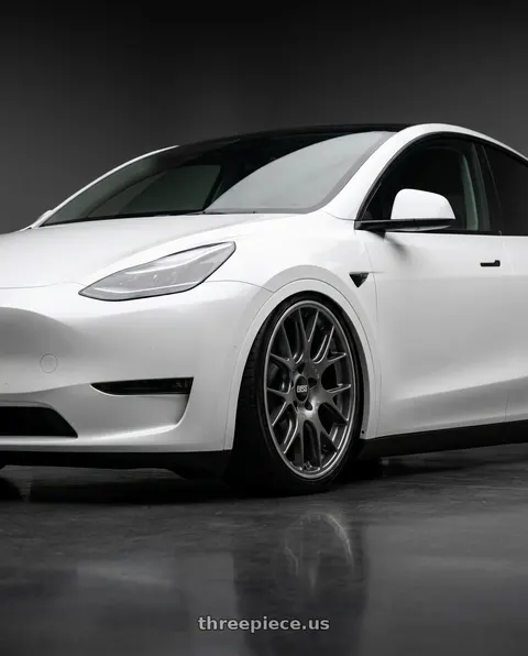 2026 Tesla Model Y with BBS CH-R 5x114.3 20x8.5 +38 Satin Titanium Polished Rim Protector wheels