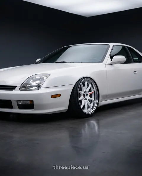 2000 Honda Prelude with Work Zr10 2P 5x114.3 19x9.0 +18 Azure White wheels