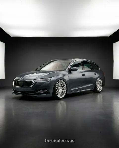 2022 Koda octavia combi with Rotiform 1PC R110 BLQ 5X112 19X8.5 +35 GLOSS SILVER MACHINED wheels