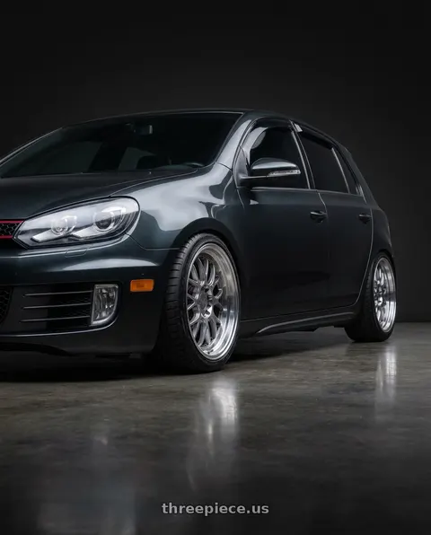 2012 Volkswagen GTI with F1R F21 5x112/5x114.3 18x8.5 +45 Hyper Black/Polish Lip v2 wheels