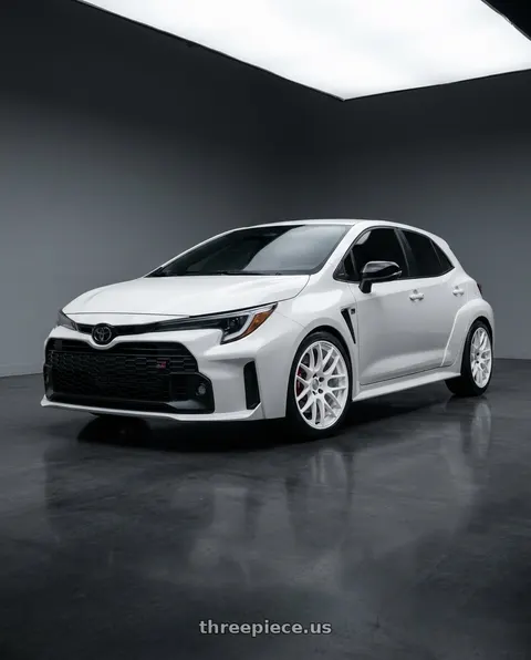2026 Toyota GR Corolla with Work Emotion m8r 5x114.3 18x8.5 +30 White wheels