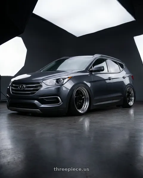 2018 Hyundai Santa Fe SE with Work Meister S1 3P 5x100 18x7+48 A Disk Black wheels