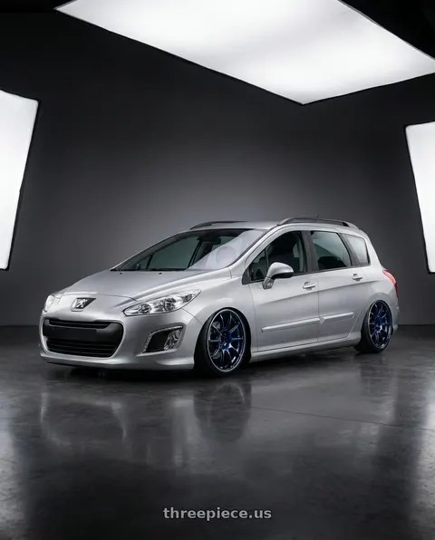 2013 Peugeot 308sw with Advan RZ II 5x114.3 19x10+25 Racing Indigo Blue and Ring wheels