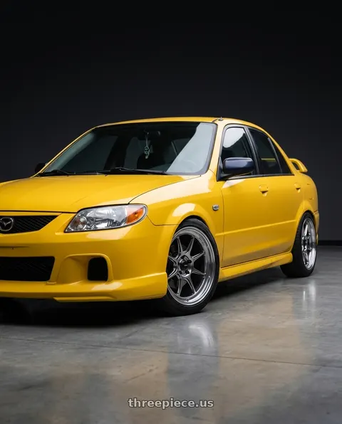 2003 Mazda Protege Mazdaspeed with Konig Countergram 5x114.3 17x8+38 Hyper Chrome / Machined Lip wheels