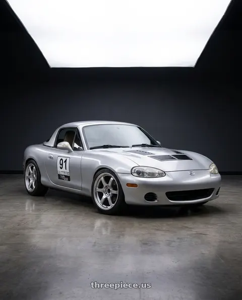 1999 Mazda Miata with Gram Lights 57DR 4x100 15x8+35 Grace Silver wheels