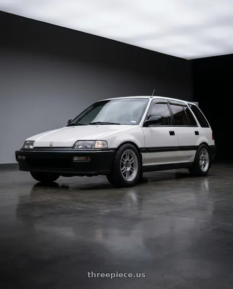 1991 Honda Civic with Enkei RPF1 4x100 15x7+35 Silver wheels
