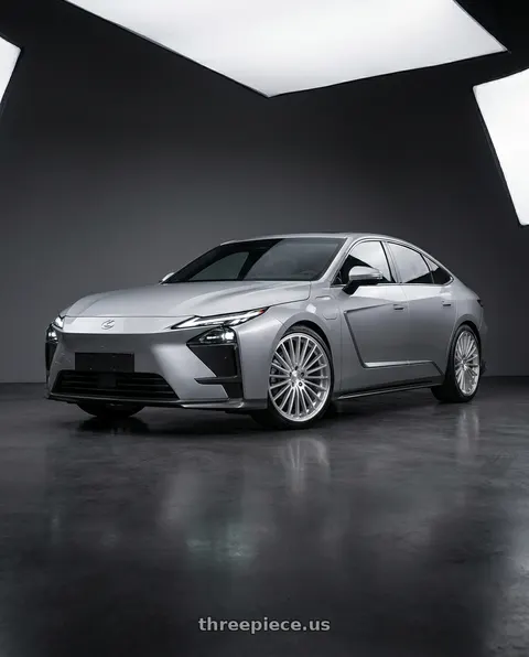 2027 LEXUS ES500e with DOLCE PERFORMANCE GHOST 5x120 20x8.5 +28 Gloss Silver Machined Face wheels