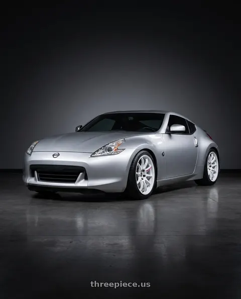 2009 Nissan 370Z with Work Emotion Zr10 5x114.3 18x10.5 +12 Azure White wheels