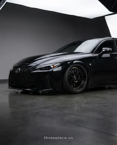 2025 Lexus IS350 with Aodhan AH02 5x114.3 18x9.5+30 Gloss Black ( Gold Rivet) wheels