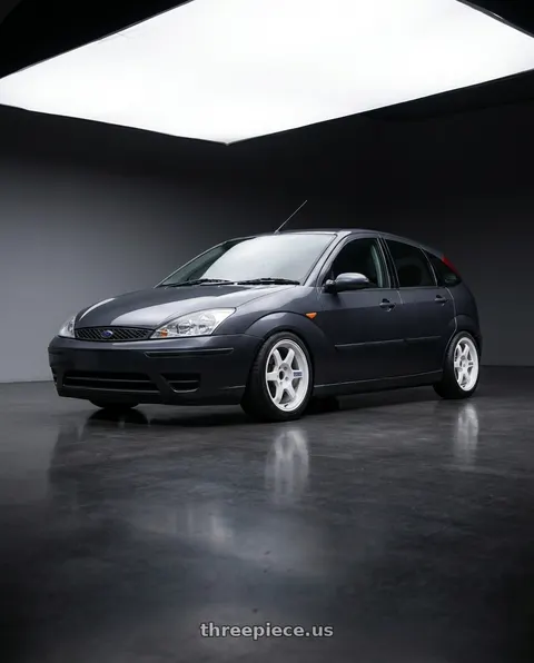 2004 Ford Focus with Volk Racing TE37 Gravel 5x114.3 15x7.0+35 White wheels
