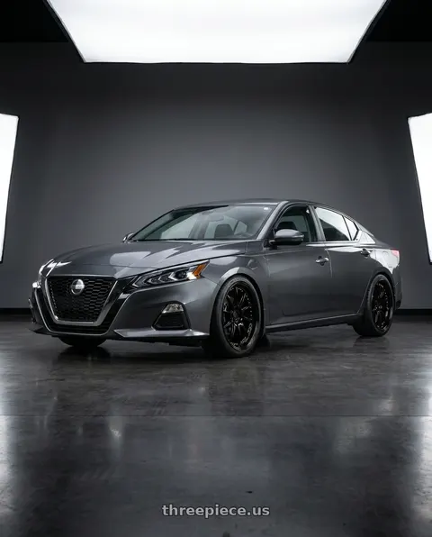 2021 Nissan Altima SV with Aodhan DS07 5x114.3 19x9.5 +30 Gloss Black W /Gold Rivets wheels