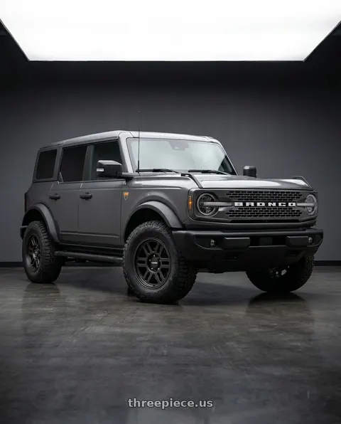 2023 Ford Bronco with Vision Off-Road 355 Manx 2 Overland 6x139.7 17x9+18 Satin Black wheels
