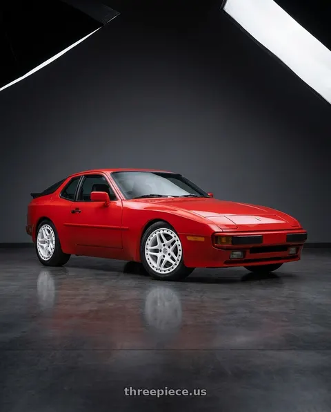 1984 Porsche 944 with Victor Equipment BERG 5X130 17X8 +20 GLOSS WHITE WITH BLACK BOLTS wheels