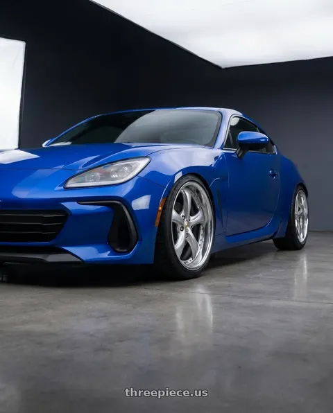 2023 Subaru BRZ with Work Wheels VS-KF 5x100 18x8+46 Light Grey Silver O Disk FULL REVERSE wheels