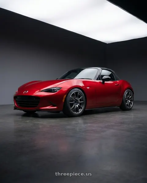 2024 Mazda MX-5 Miata Sport with Advan Racing RZII 4x100 17x7.5 +38 RACING HYPER BLACK & RING wheels